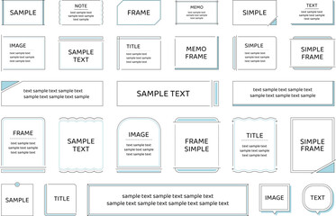 フレーム　セット　シンプル　線　ライン　デザイン　飾り　装飾　飾り罫　タイトル　見出し　吹き出し　青