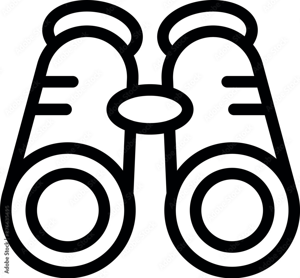 Poster line icon of binoculars, representing the concept of observing and searching