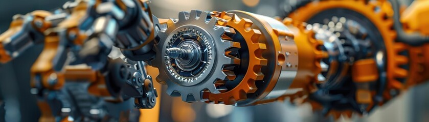 Cogs connected in a robotic arm, cog  connection, automated precision