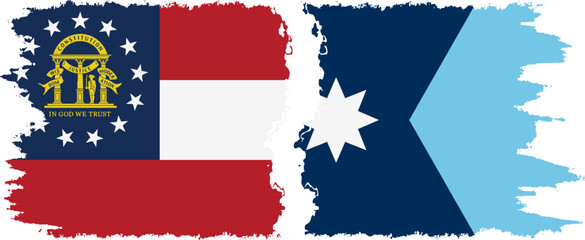 Minnesota 2924 and Georgia states grunge brush flags connection vector