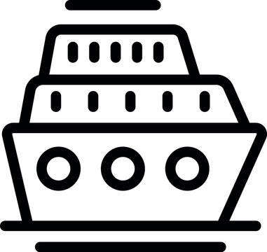 recommend clip art: Simple line art icon of a cruise ship floating on water