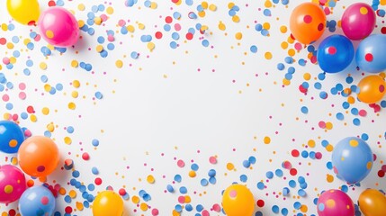 Colorful Balloons and Confetti Border