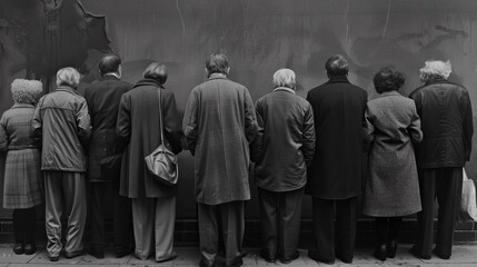 並ぶ人の後ろ姿