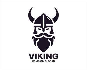 Viking Head Logo Design Icon Symbol Vector Template. Viking Silhouette.