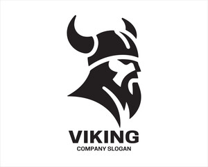 Viking Head Logo Design Icon Symbol Vector Template. Viking Silhouette.