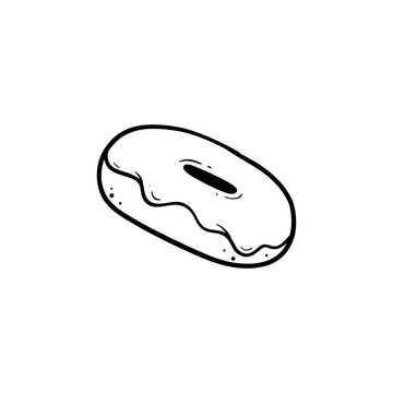 recommend clip art: donut doodle line art with melting glaze side view hand drawn illustration vector black line on white isolated background