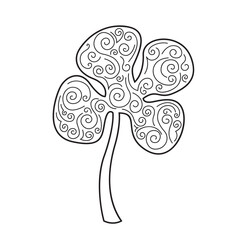 Shamrock leaf. Four leaf clover . Irish luck symbol. St Patricks day design. Vector illustration. Vector illustration
