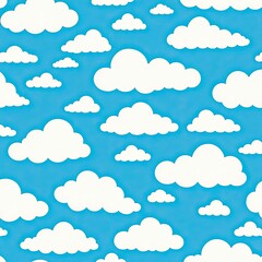 Fototapeta premium Cartoon Clouds on Blue Sky Background