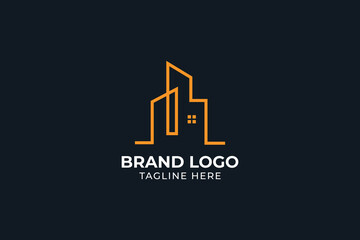 City cityscape skyline vector flat modern logo landmarks and building silhouette, Real Estate Logo Construction Skyscrapers design, City building construction logo,