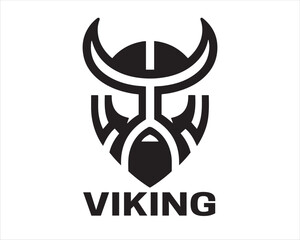 Viking Head Logo Design Icon Symbol Vector Template. Viking Silhouette.