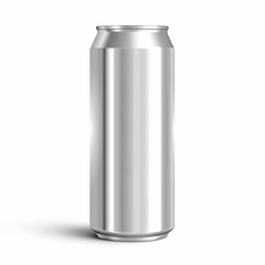 Vector silver can mockup, blank packaging for energy drink white background