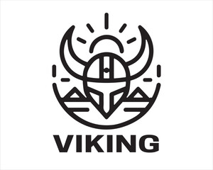 Viking Logo Design Vector Template. Lines Viking Logo Design Icon Symbol Vector Illustration.