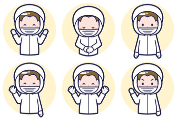 男性衛生服のポーズセット_02