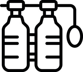 Simple icon of an oxygen tank with two cylinders, perfect for representing diving, underwater exploration, or oxygen supply