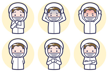 男性衛生服のポーズセット_05