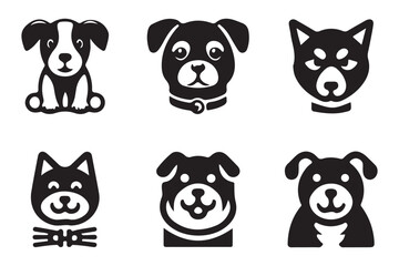 Set of Dog Logo Design Icon Symbol Vector Template. Dog Head Logo Vector Illustration. Silhouette simple. Animal Logotype concept.