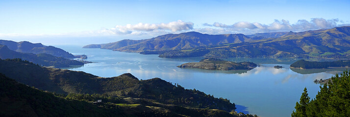 Panaramic View of Lyttelton Harbour on a perfect Winter Day