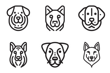 Set of Dog Logo Design Icon Symbol Vector Template. Dog Head Logo Vector Illustration. Thin Line Dog Logo. Animal Logotype concept.
