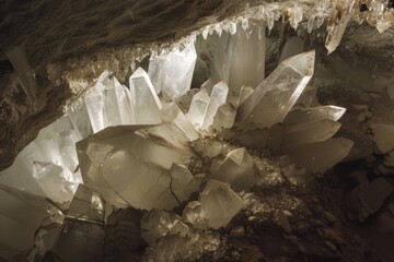 Delicate crystals sparkling atop a frozen lake at dawn, Generative AI