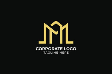 letter CM MC building Modern house apartment illustration, Elegant minimal real estate city building