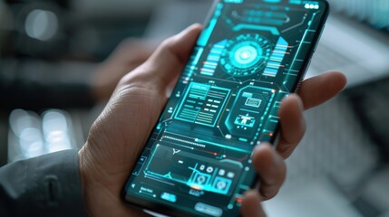 A person is holding a cell phone with a green screen