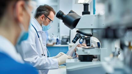 A doctor is examining a patient in a lab