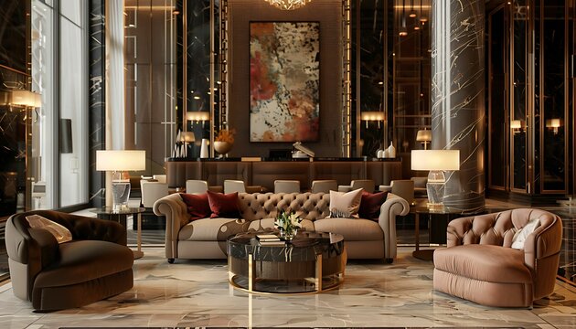luxury hotel lobby with exclusive furniture and a luxurious atmosphere, background