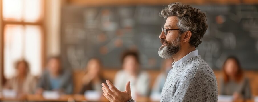 Introvert leading a workshop or seminar, sharing knowledge publicly