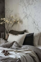 Elegant Bedroom Interior with Marble Background for Modern Home Decor