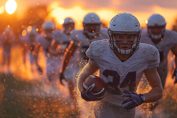 high school football team practicing