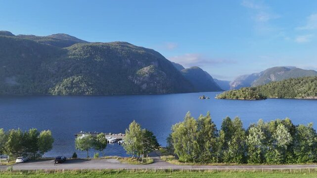 Drone Footage Of Norwegian Fjord - &Aring;rdal