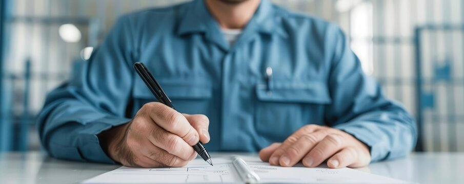 Officer logging inmate activities, accurate jail management