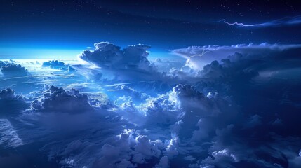 Night Sky with Lightning and Clouds