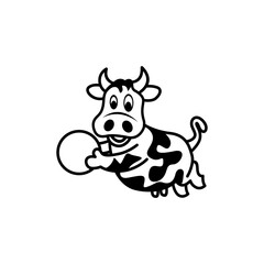 cow abstract sketch logo design template