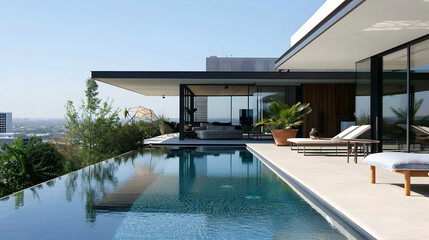 Urban Retreat: Contemporary City Home with Rooftop Pool and Skyline Views