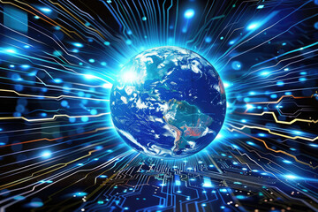 Fototapeta premium The Blue Circuit and the Earth