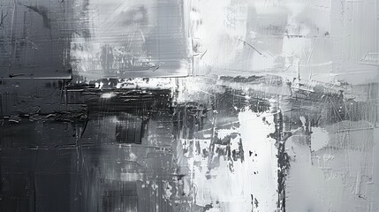 Fototapeta premium Abstract black white painting bold, textured brushstrokes, perfect modern home office decor.
