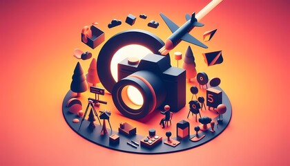 Burning Zero and Eight: Vector illustration combining grunge design and cartoon silhouette, depicting a DJ in a city disco party style