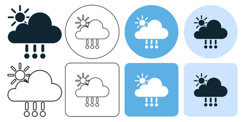 sun day, rain weather, hail rain, ice rain, icon symbol stroke line and glyph