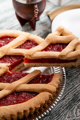 Frola pasta stuffed with homemade baked quince paste, traditional Argentine