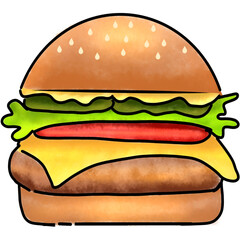 tasty hamburger with cheese cartoon vector