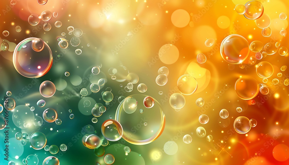 Poster abstract pc desktop wallpaper background with flying bubbles on a colorful background