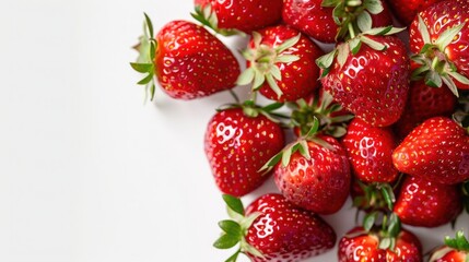 Fresh ripe strawberries on a white background. Perfect for summer recipes and healthy snacks.