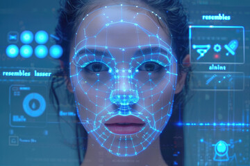 Facial recognition of a woman's face,