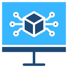 Virtual Machine Solid Color Icon Vector