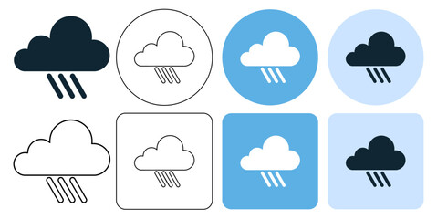 windy storm rain weather, storm rain, hard heavy rain, icon symbol stroke line and glyph