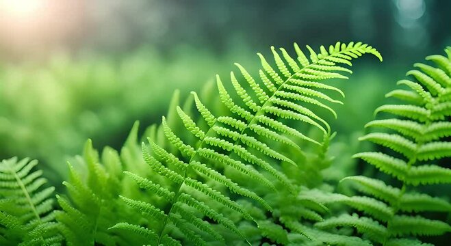 Close up green fern leaf in the fresh nature morning , relaxing with greenery nature