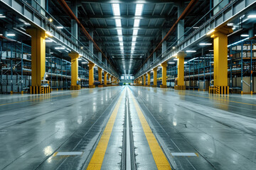 Fototapeta premium Modern large warehouse with wide passageways