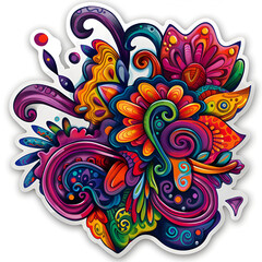Fototapeta premium Productivity, Sticker, Happy, Bright Colors, Gothic, Contour, Vector, White Background, Detailed