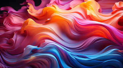 Vibrant swirls of colorful abstract waves with dynamic blue, pink, and orange hues